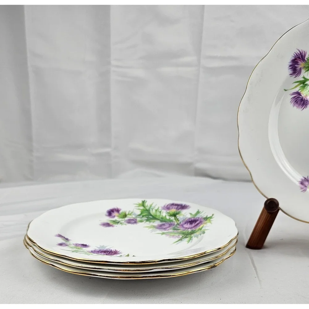 Royal Standard Bone China England Scots Emblem Floral Plates Set of‎ 4